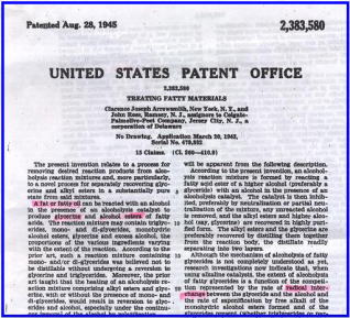 <P align="center">FAME Bio Disel PATENT in United States 1945</P>